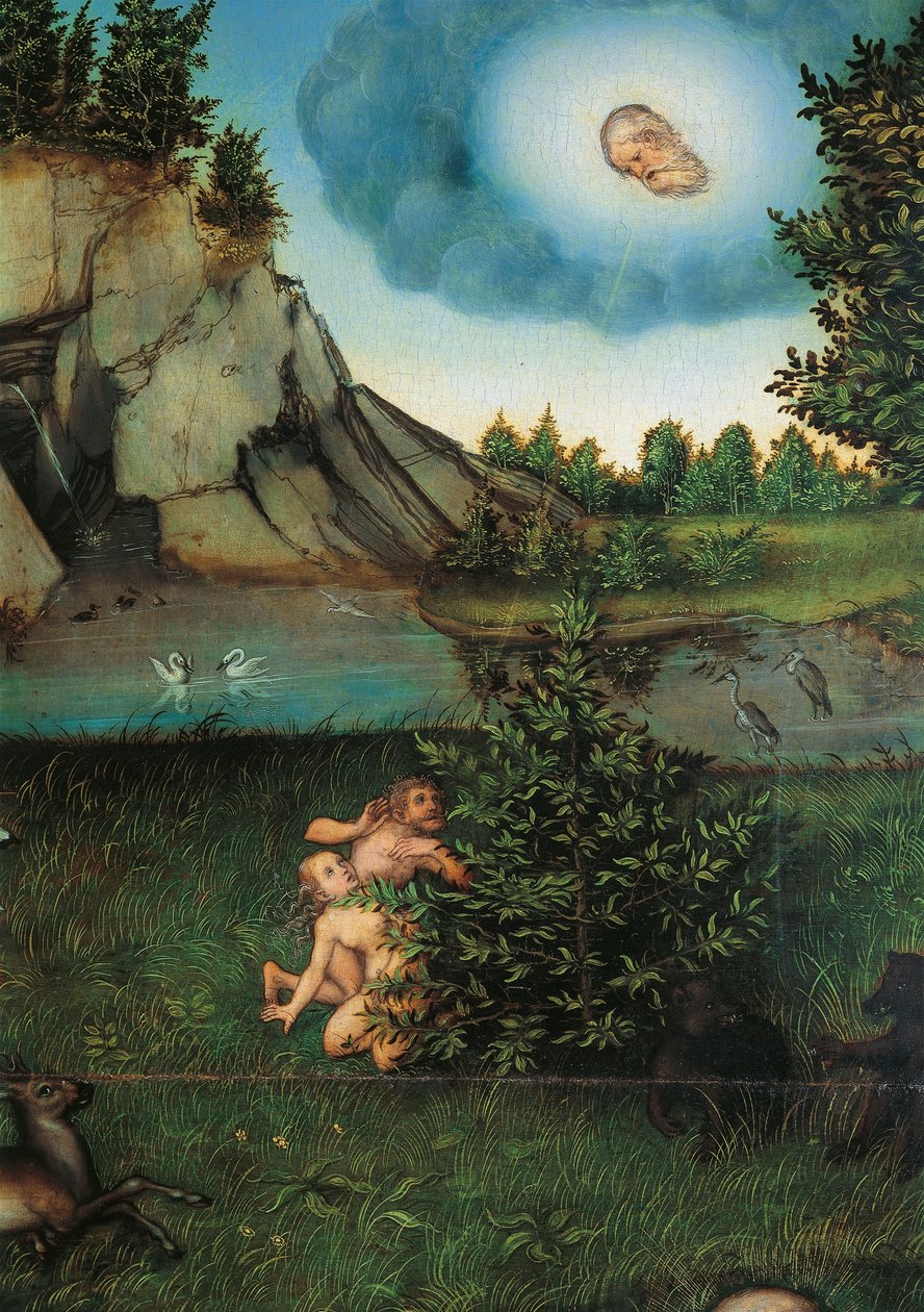 Detail ráje, cca 1530 (olej na panelu) od Lucas the Elder Cranach