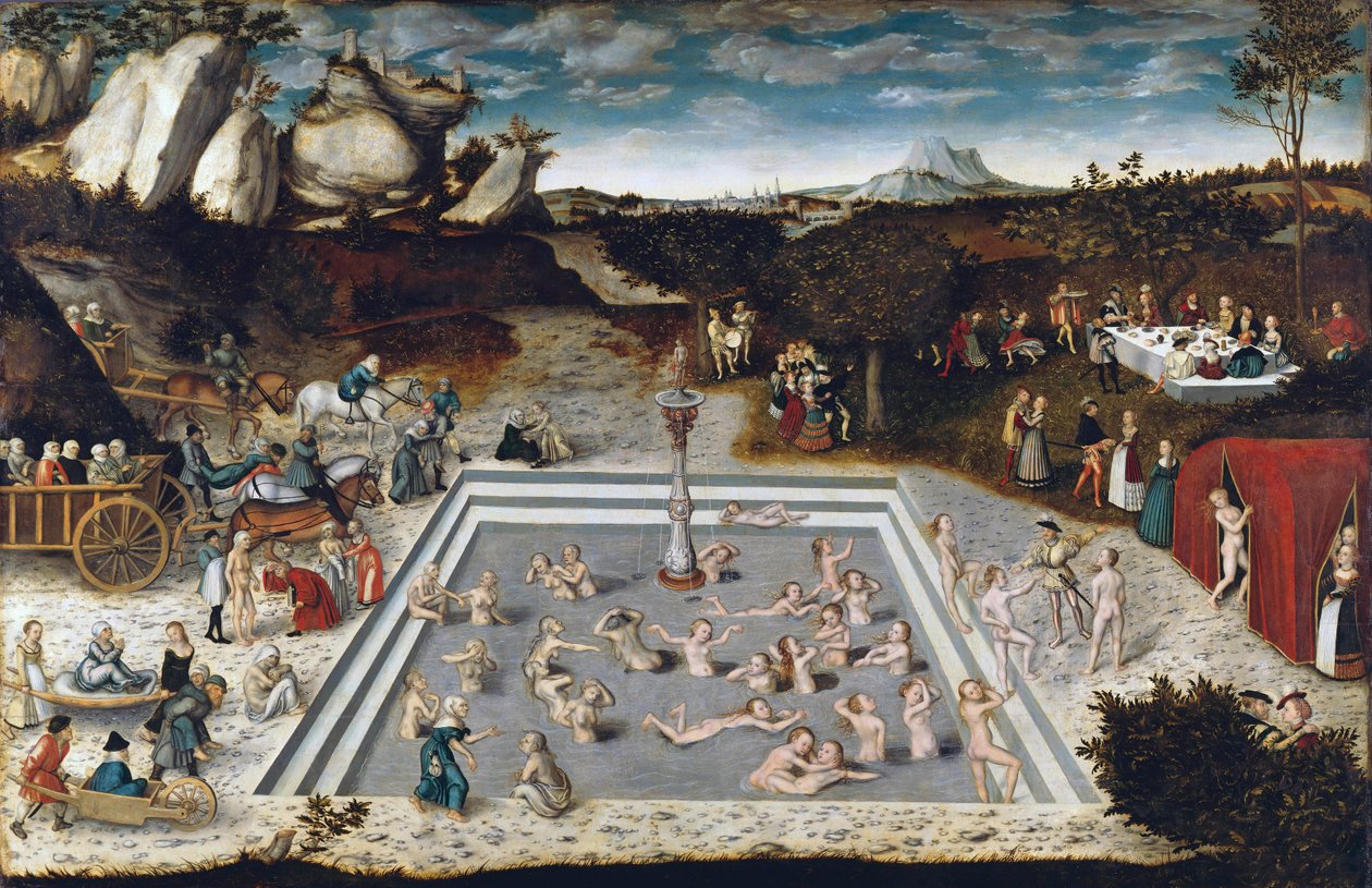 Fontána mládí - Fontána mládí, Cranach, Lucas, starší (1472-1553). Olej na dřevě od Lucas the Elder Cranach