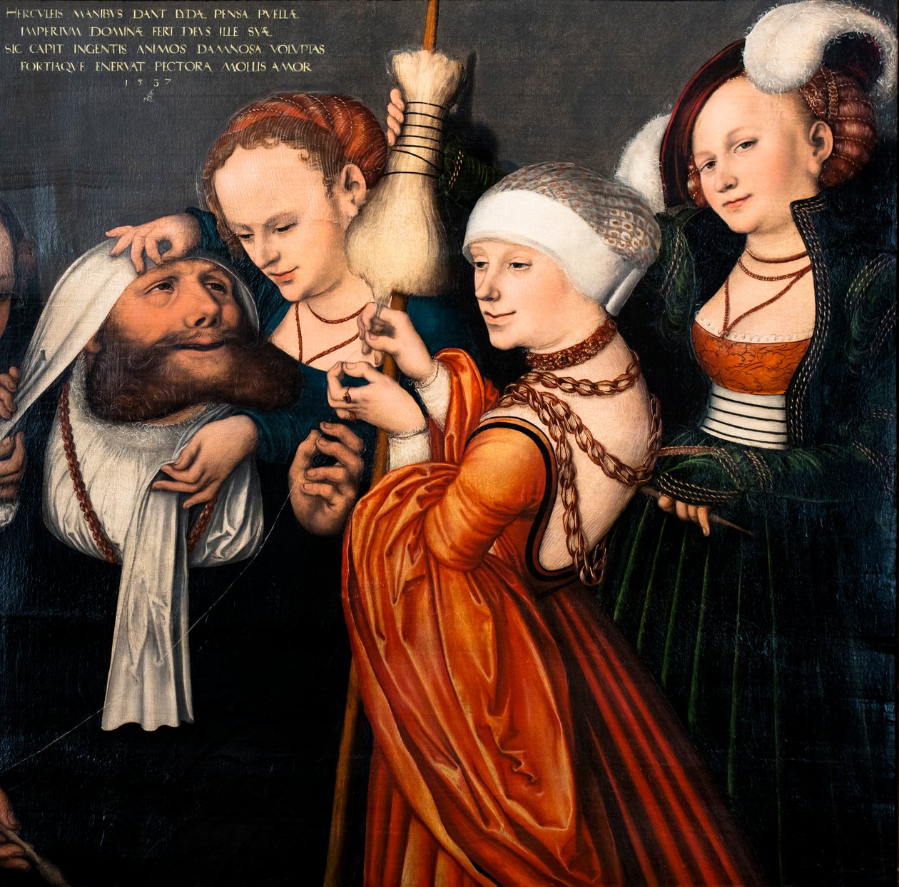 Herkules a Omfalé, detail od Lucas the Elder Cranach