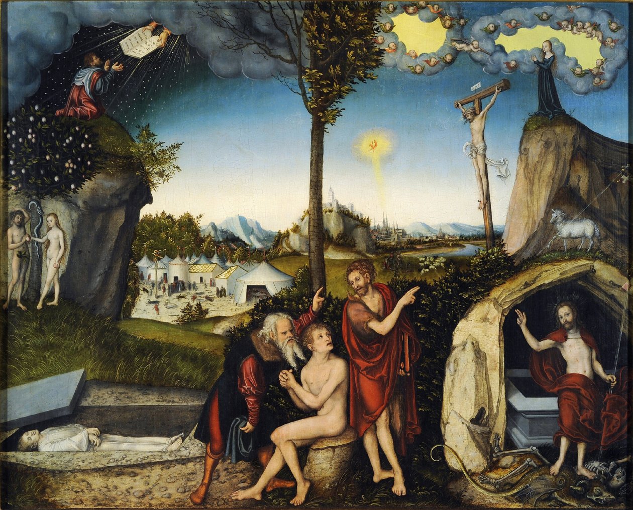 La loi et la grace - Zákon a milost - Cranach, Lucas, starší (1472-1553) - 1529 - Tempera na panelu - 72x88,5 - Národní galerie, Praha od Lucas the Elder Cranach