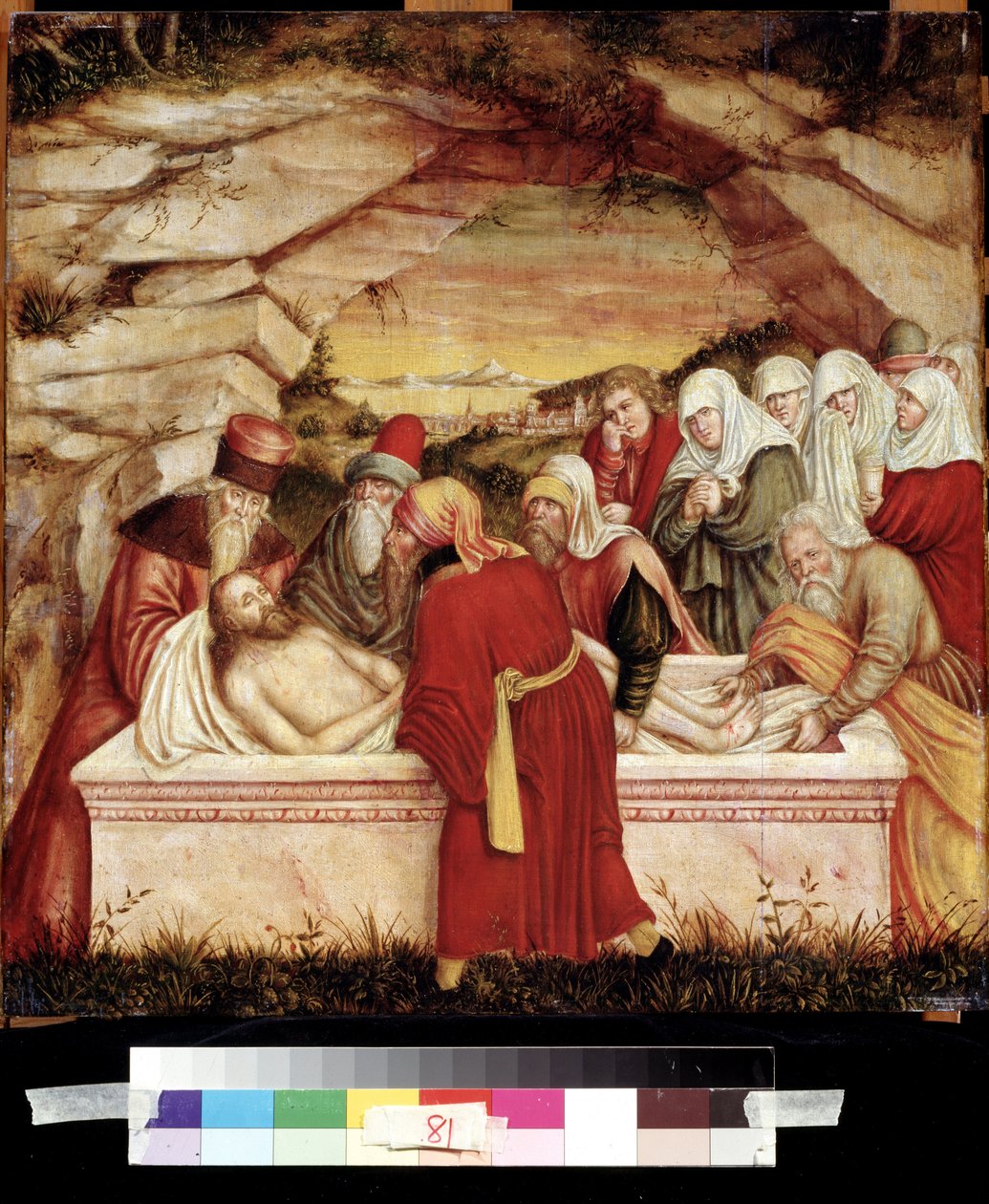 "La mise au tombeau"" (Tomba) Malba na dřevě od Lucase Cranacha staršího (1472-1553) Puškinovo muzeum ze 16. století, Moskva od Lucas the Elder Cranach