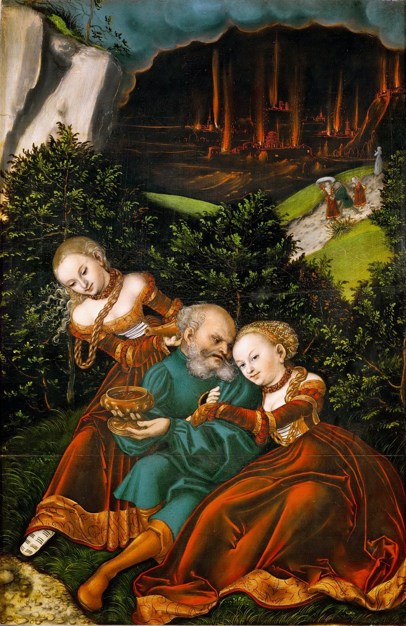 Loth et ses filles - Lot a jeho dcery - Lucas Cranach, starší (1472-1553). Olej na dřevě od Lucas the Elder Cranach