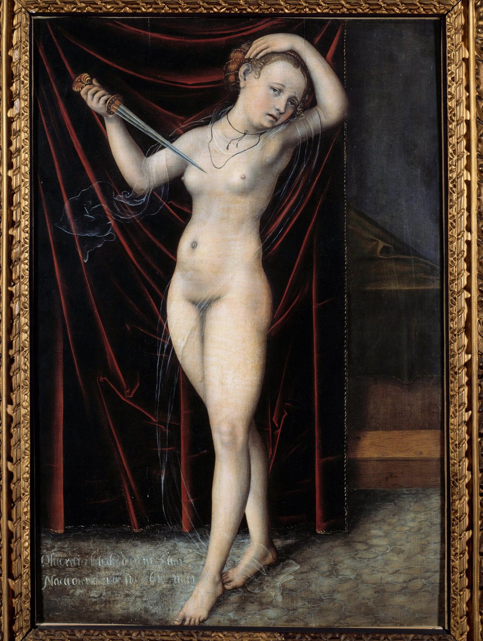 Lucrece, která se umírá Sebevražda Lucrece, římské dámy ze 6. století před naším letopočtem. Obraz Lucase Cranacha (1472-1553) 16. stol. Besancon, Muzeum výtvarných umění od Lucas the Elder Cranach