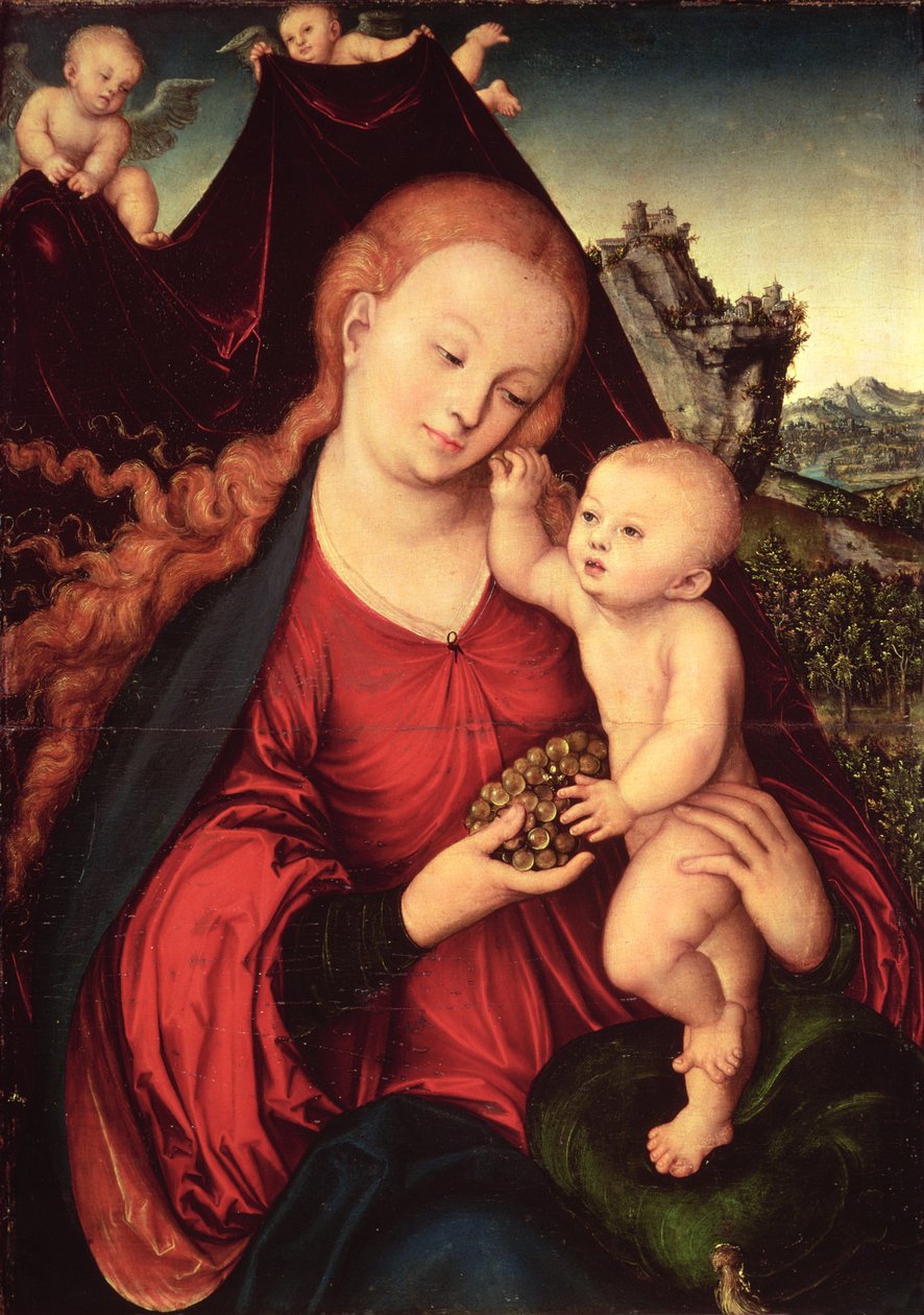 Madonna a dítě (olej na panelu) od Lucas the Elder Cranach