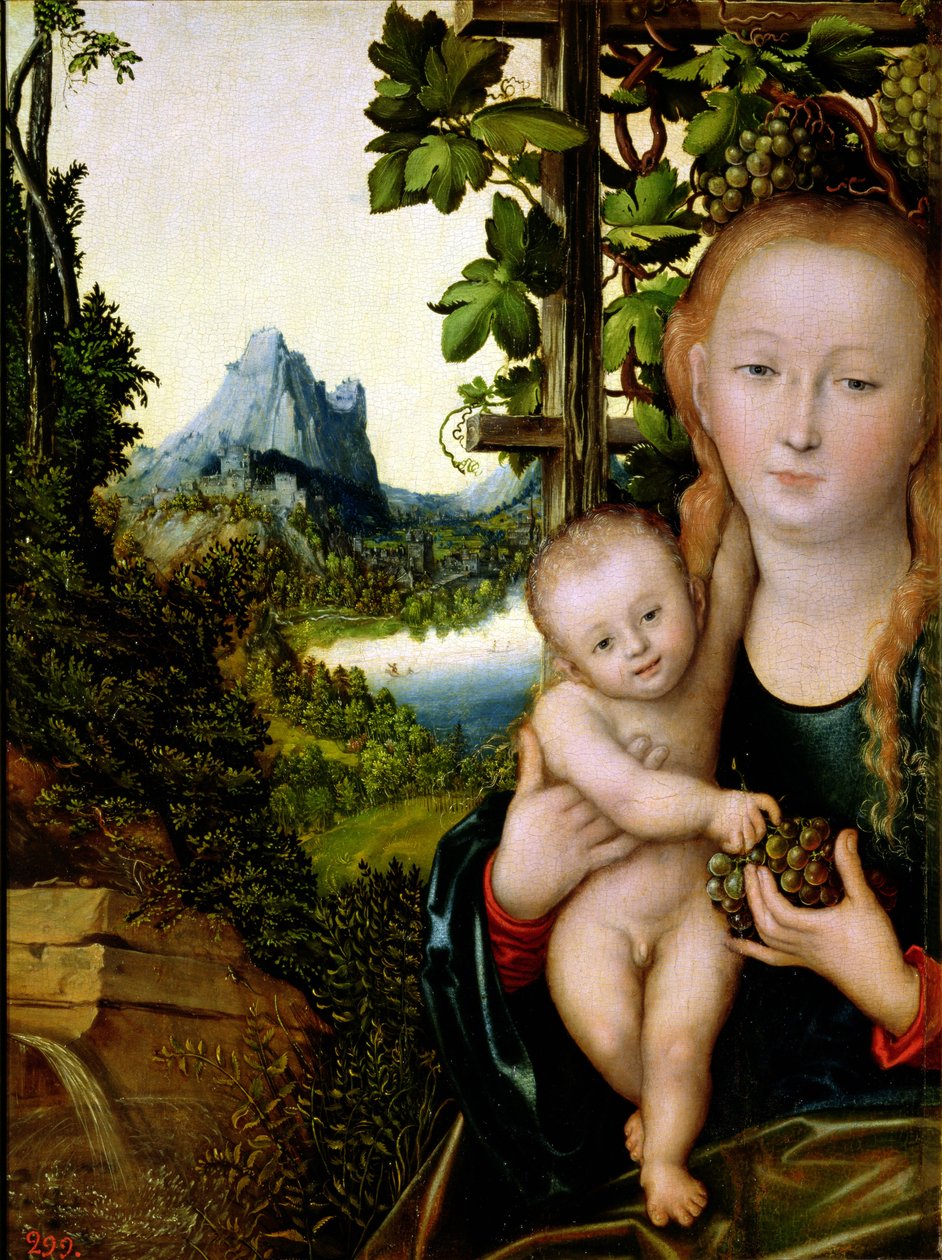 Madonna a dítě, cca 1525 (olej na dřevě) od Lucas the Elder Cranach