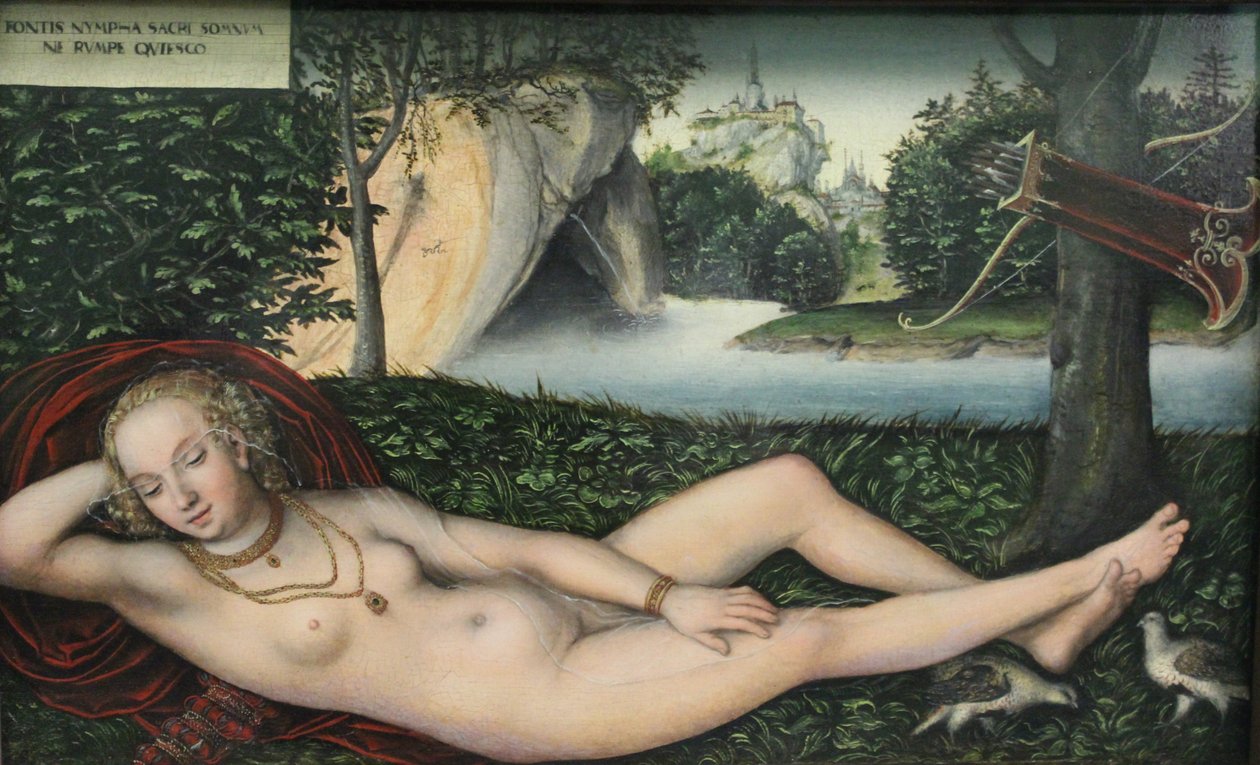 Nymfa u pramene, po roce 1537 (olej na dubovém dřevě) od Lucas the Elder Cranach
