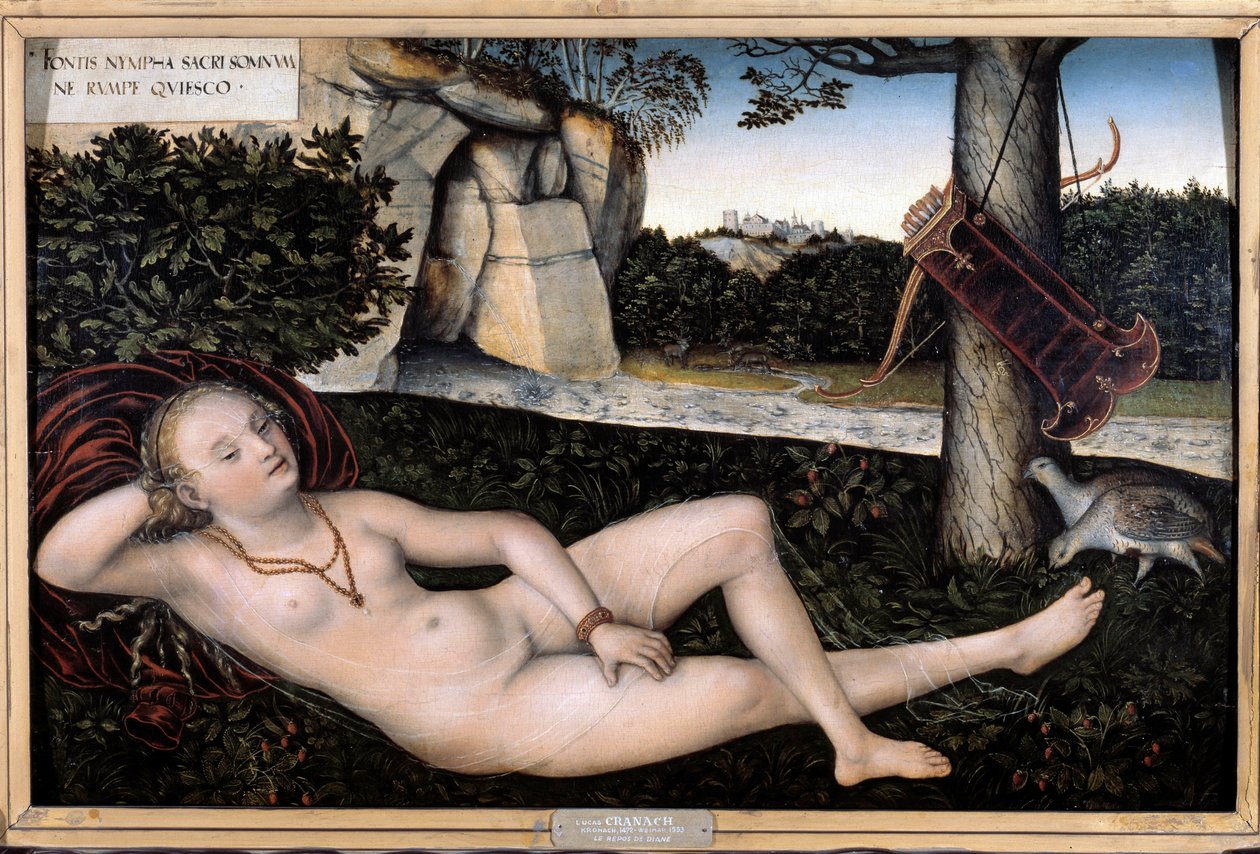 Nymfa u zdroje nebo „“Zbytek Diany““ Obraz Lucase Cranacha staršího (1472-1553) Kolem roku 1537. Besancon, Museum of Fine Arts od Lucas the Elder Cranach