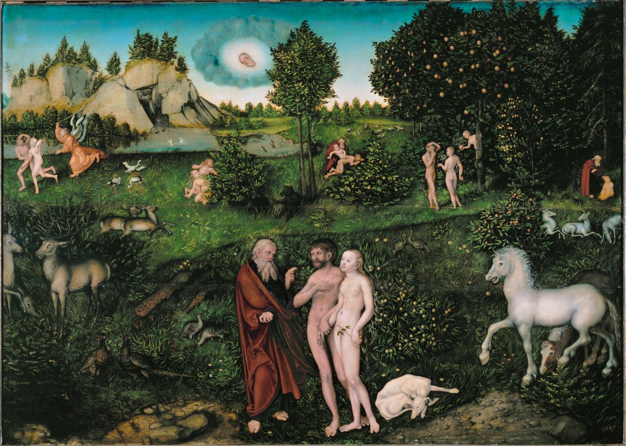 Ráj (malba na lipovém dřevě) od Lucas the Elder Cranach