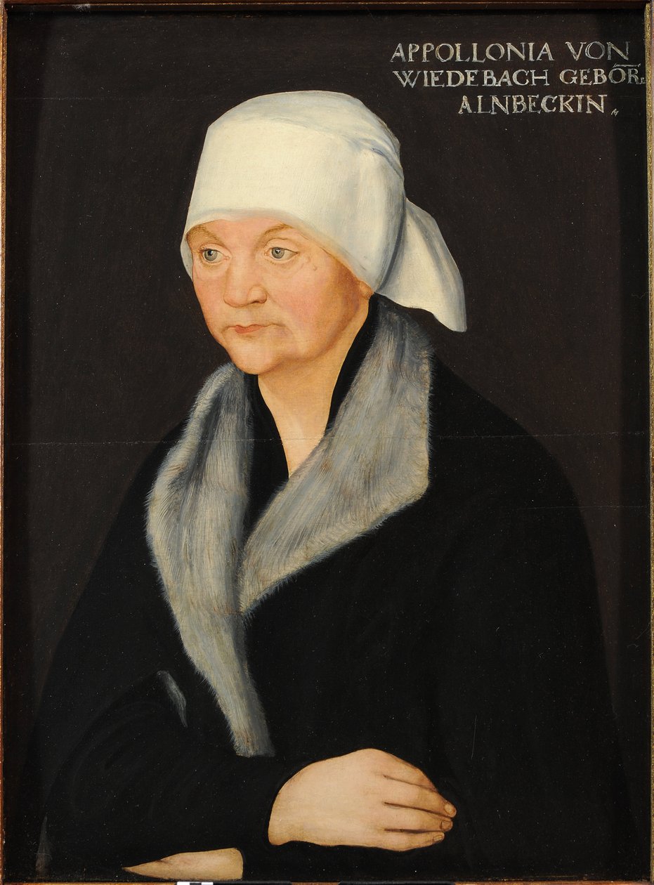 Portrét Apollonie von Wiedebach, Cranach, Lucas, starší (1472-1553). Olej na dřevě, cca 1524. Rozměry: 38,7 x 28,7 cm. Drážďanské státní umělecké sbírky od Lucas the Elder Cranach