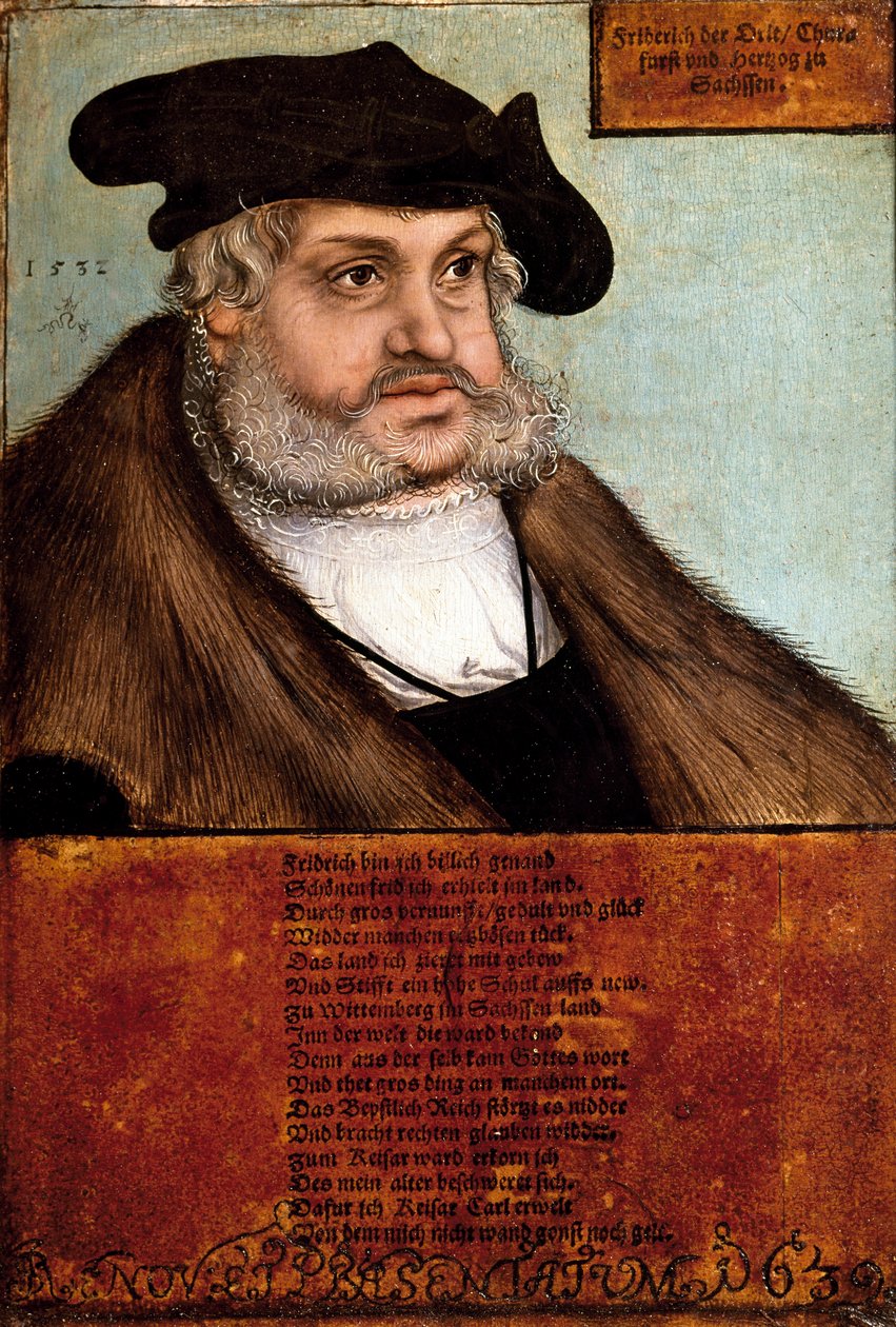 Portrét Fridricha III. Moudrého, velkého kurfiřta saského (malba od Lucas the Elder Cranach