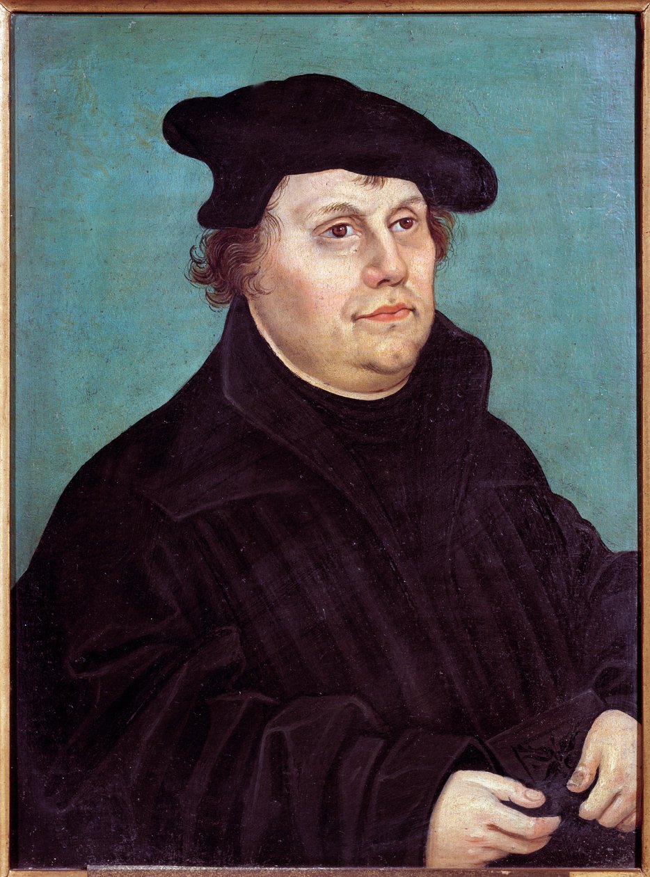 Portrét Martina Luthera (1483-1546) německého náboženského reformátora. Obraz Lucase Cranacha Starý (nebo Starý od Lucas the Elder Cranach
