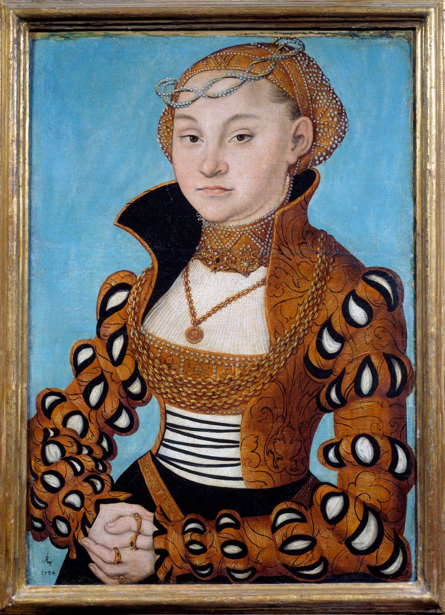 Portrét urozené saské dámy. Obraz Lucase Cranacha (1472-1553) od Lucas the Elder Cranach