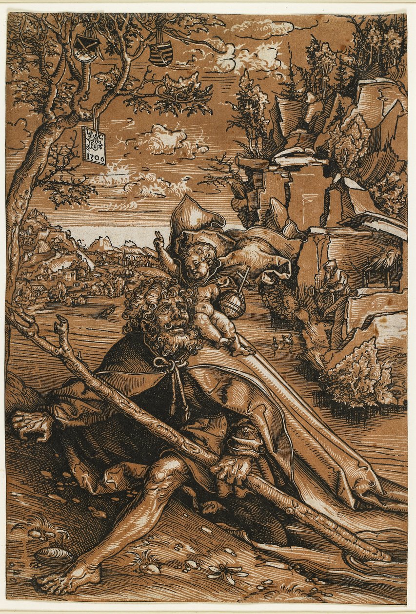 Svatý Kryštof, c. 1509 od Lucas the Elder Cranach
