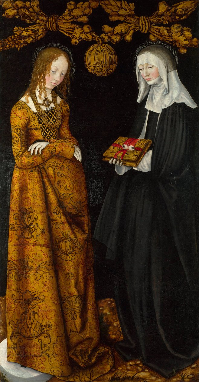 Svatá Kristýna a svatá Odile. Obraz Lucase Cranacha staršího (1472-1553), olej na dřevě od Lucas the Elder Cranach