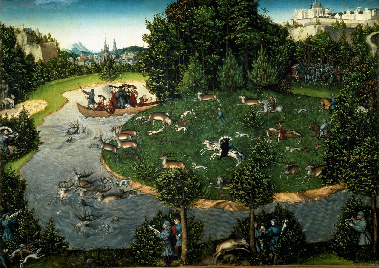 Hon na jelena saského kurfiřta Fridricha III. zvaný Moudrý (Obraz, 1529) od Lucas the Elder Cranach