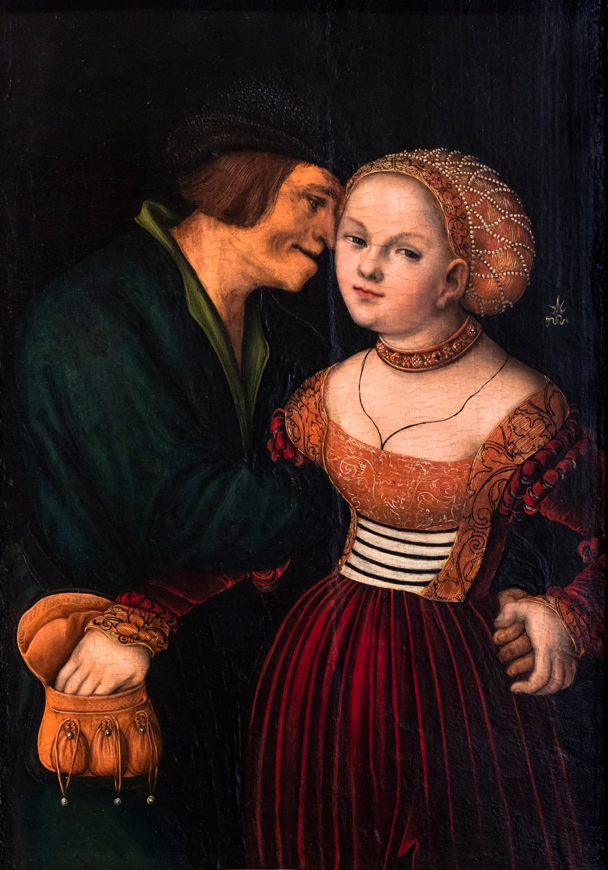 Zamilovaný stařec aneb Nesourodí milenci, asi 1530 (olej na dřevě) od Lucas the Elder Cranach