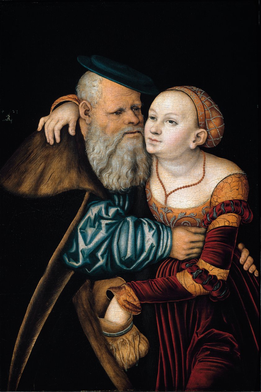 Nesourodý pár (olej na panelu od Lucas the Elder Cranach