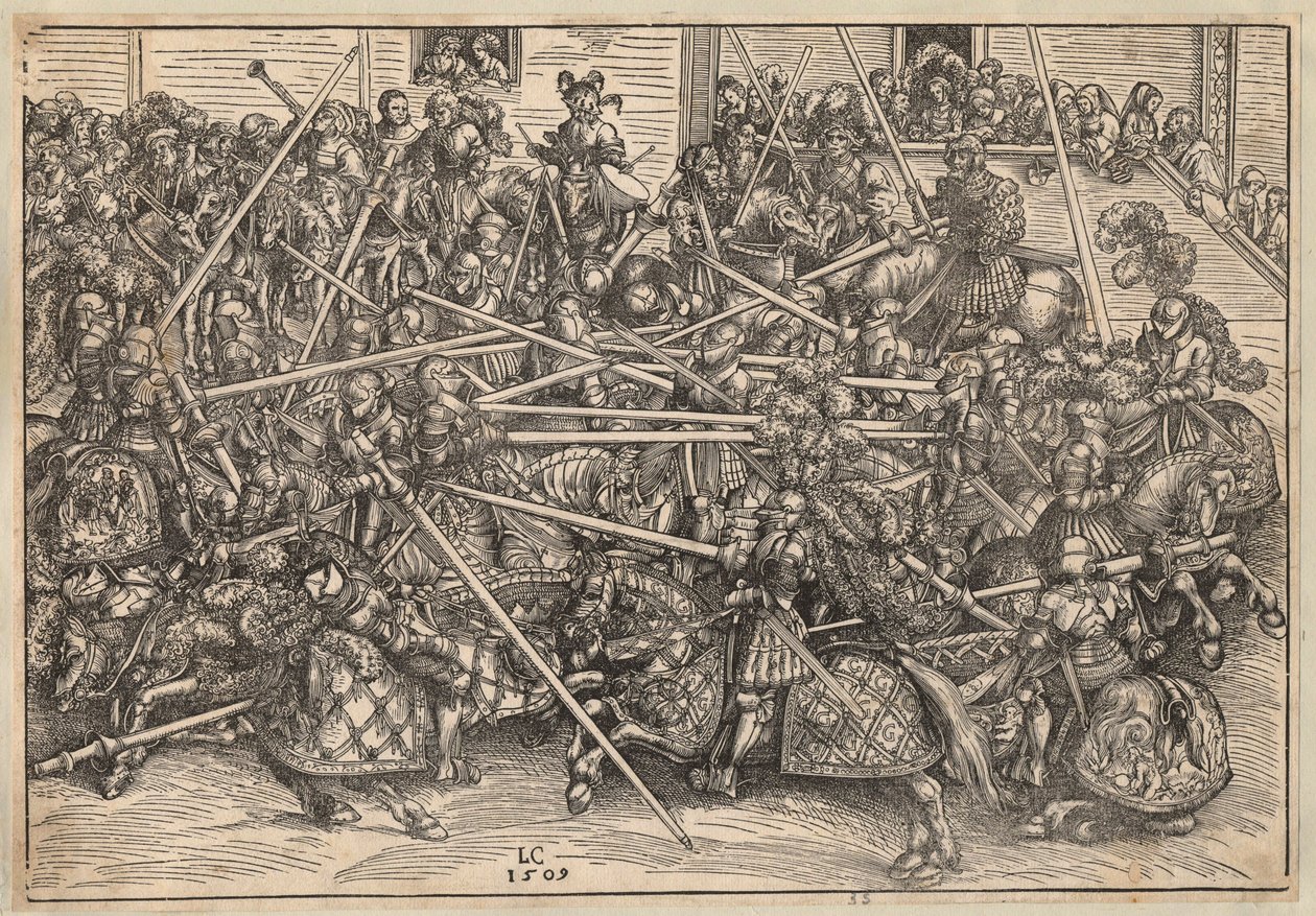 Tournoi - Turnaj - Cranach, Lucas, starší (1472-1553) - 1509 - Dřevoryt - 29,5x42,5 - Soukromá sbírka od Lucas the Elder Cranach