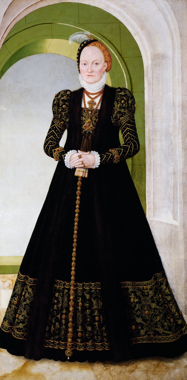 Anna Dánská, manželka saského kurfiřta Augusta od Lucas the Younger Cranach
