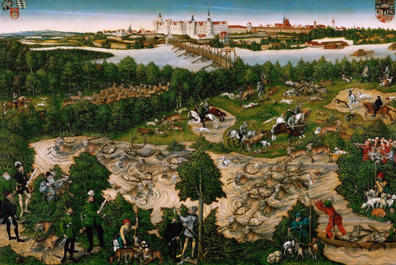 Lov na počest císaře Karla V. poblíž hradu Hartenfels, Torgau od Lucas the Younger Cranach