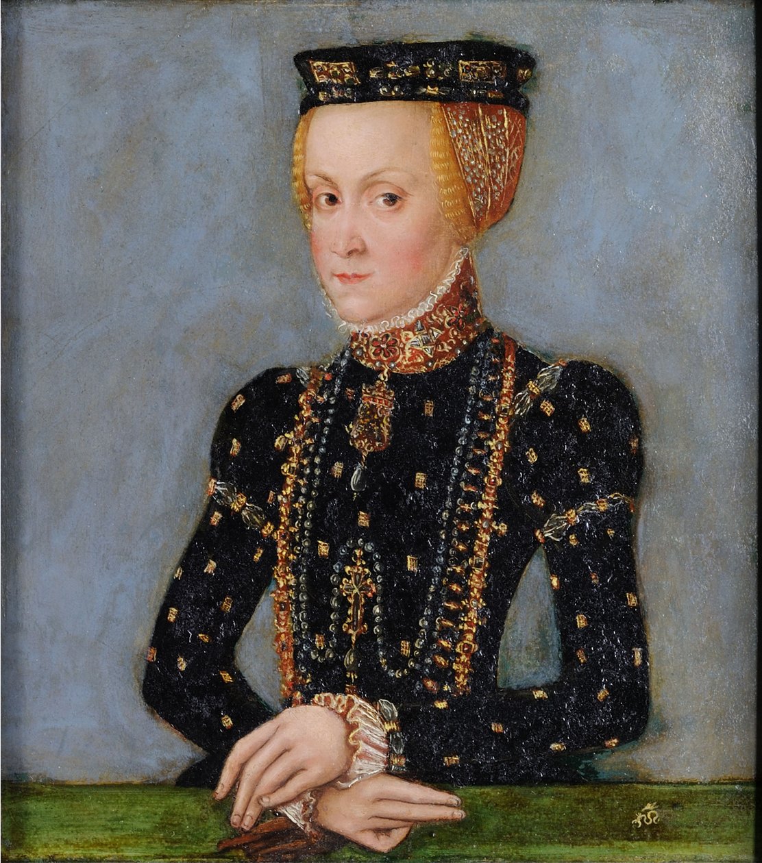 Portrét Anny Jagellonské (1523-1596), polské královny, asi 1565 (olej na cínové desce) od Lucas the Younger Cranach