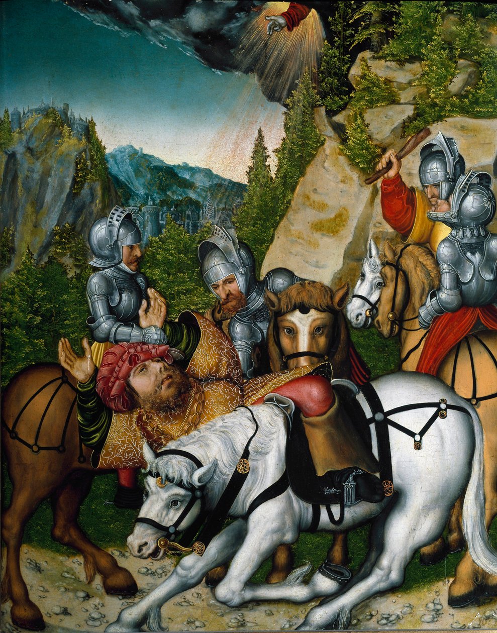 Saulův pád aneb Obrácení svatého Pavla na cestě do Damašku (obraz od Lucas the Younger Cranach