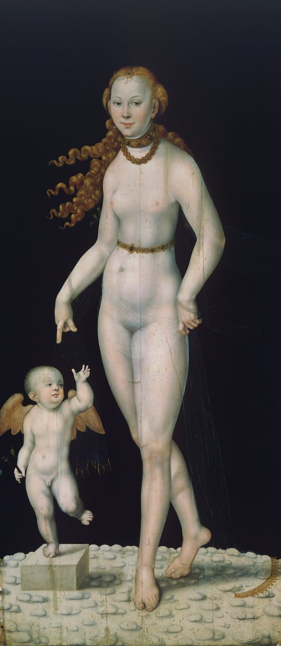 Venuše a Amor, malované na panelu od Lucas the Younger Cranach
