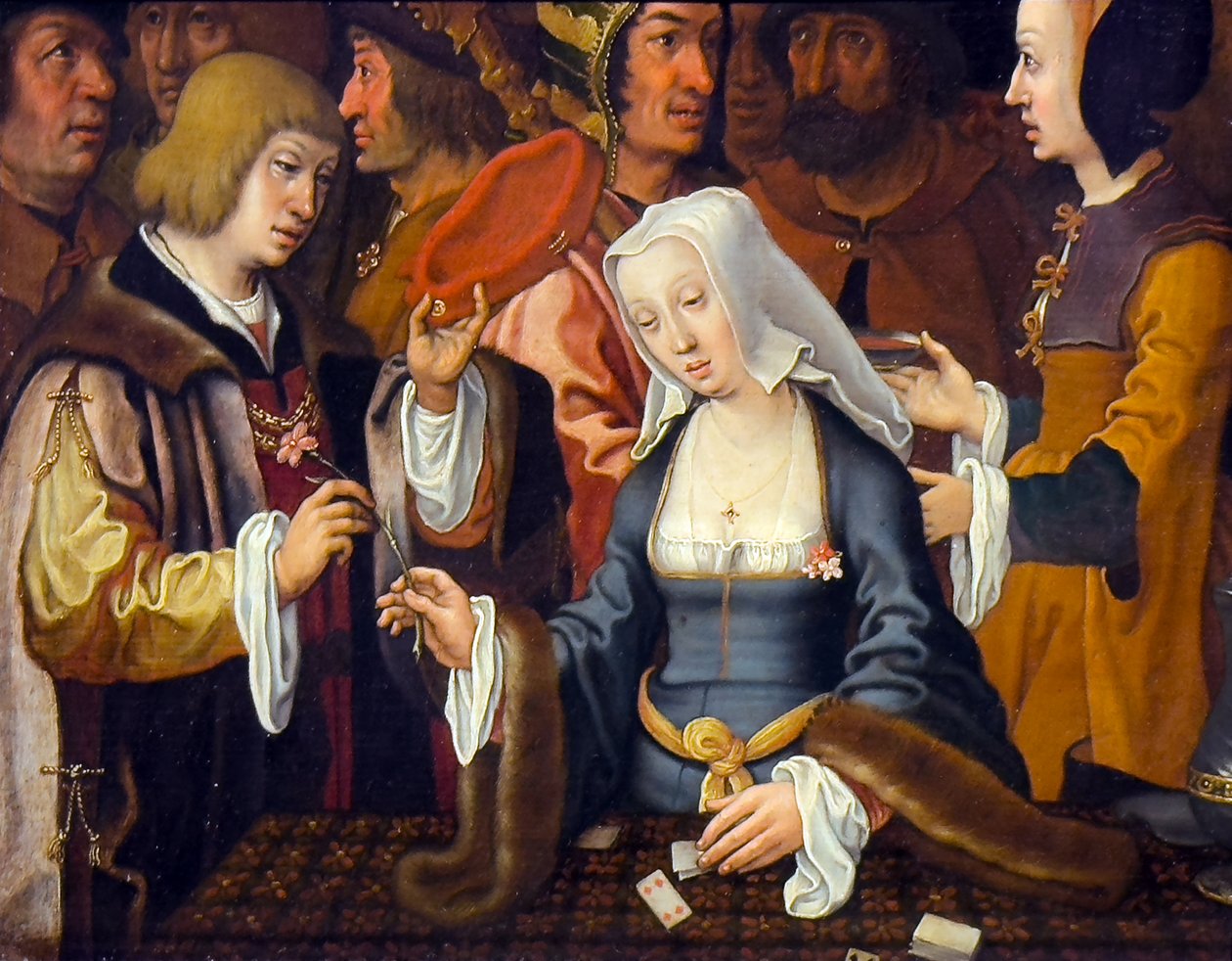 Čtenář karet, konec 16. - začátek 17. století (olej na dřevě) od Lucas van (after) Leyden