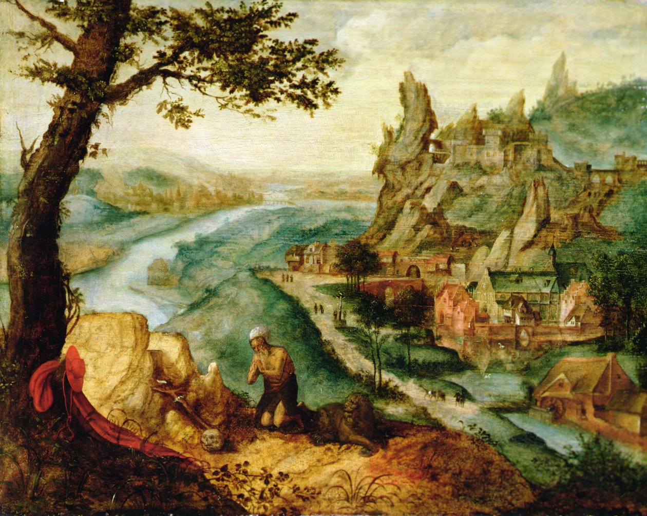 Svatý Jeroným v krajině (olej na dřevě) od Lucas van (c.1490 c.1570) Gassel