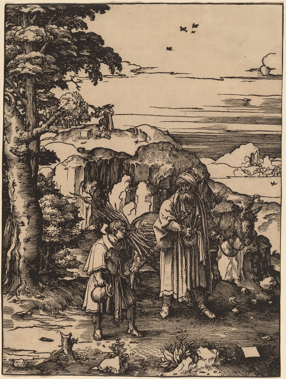 Abraham jde obětovat Izáka od Lucas van Leyden