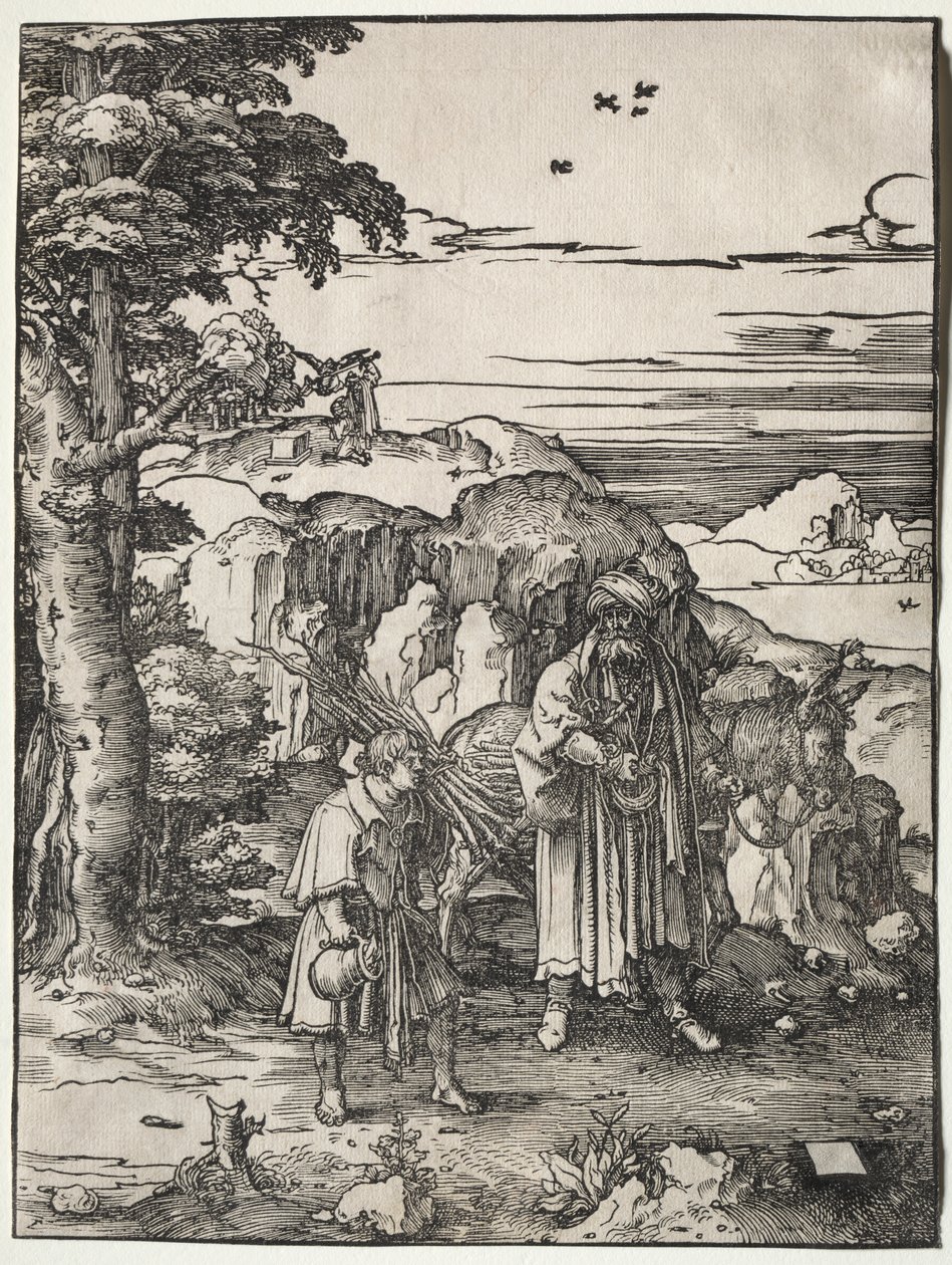 Abraham jde obětovat Izáka od Lucas van Leyden