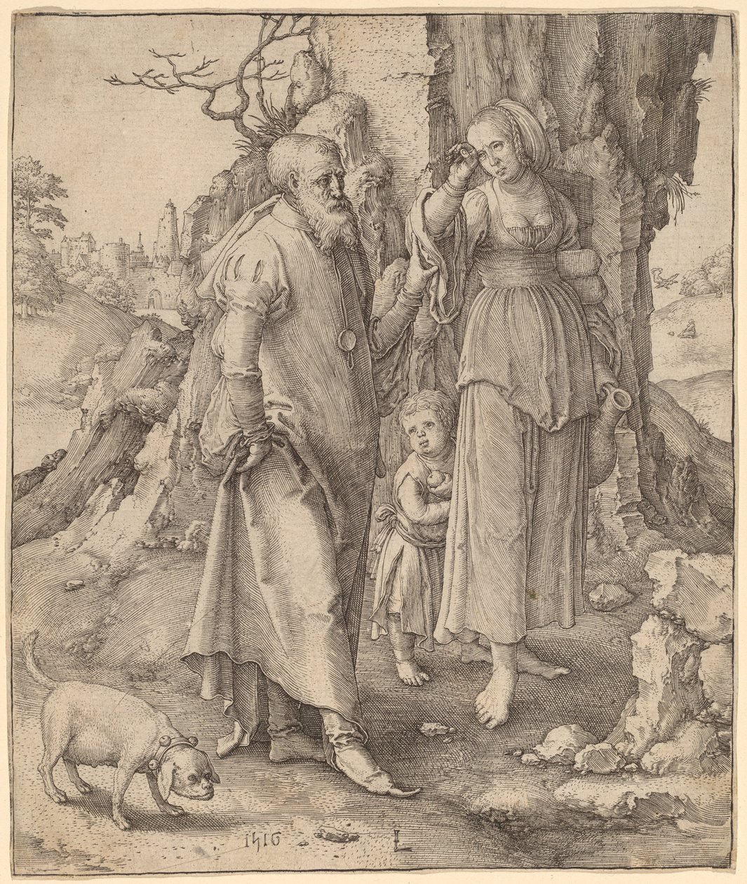 Abraham zavrhl Hagar od Lucas van Leyden
