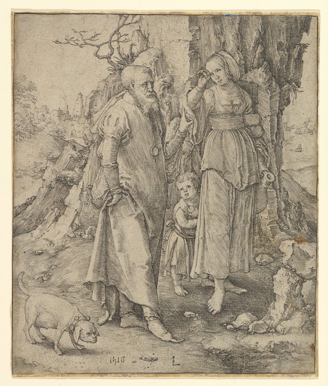 Abraham posílá pryč Hagar, 1516. od Lucas van Leyden