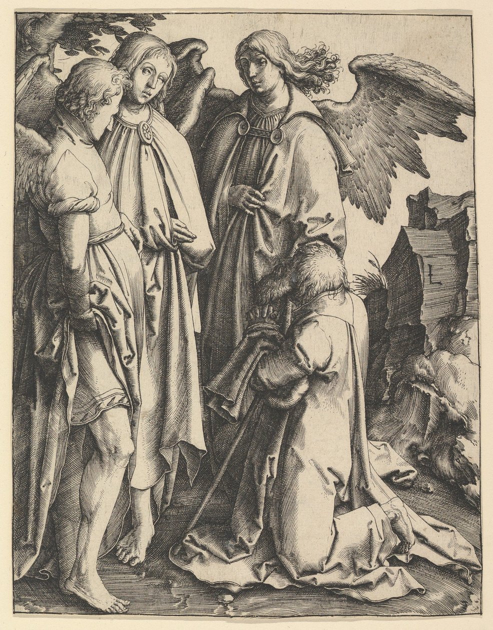 Abraham a tři andělé, ca. 1513. od Lucas van Leyden