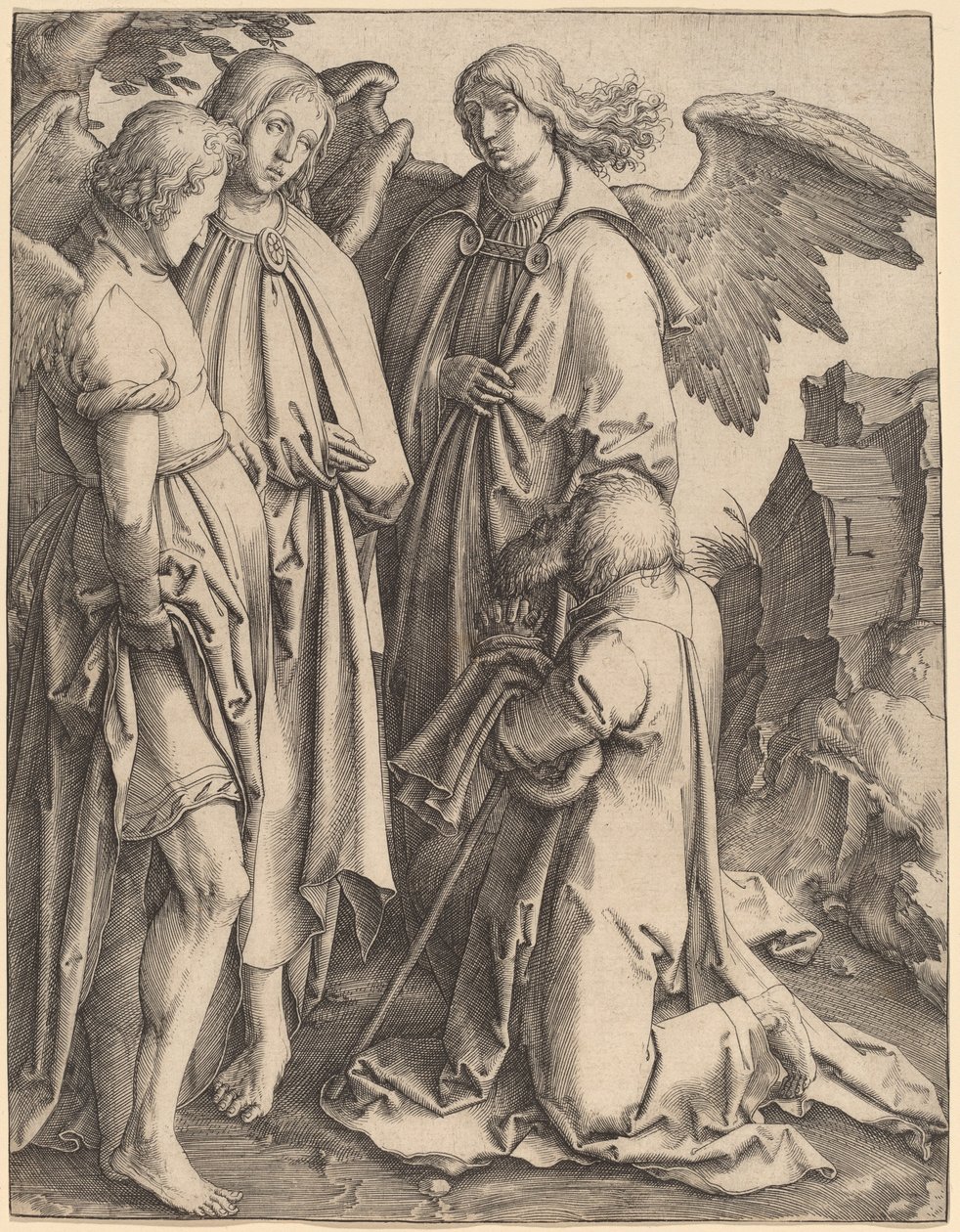 Abraham a tři andělé od Lucas van Leyden