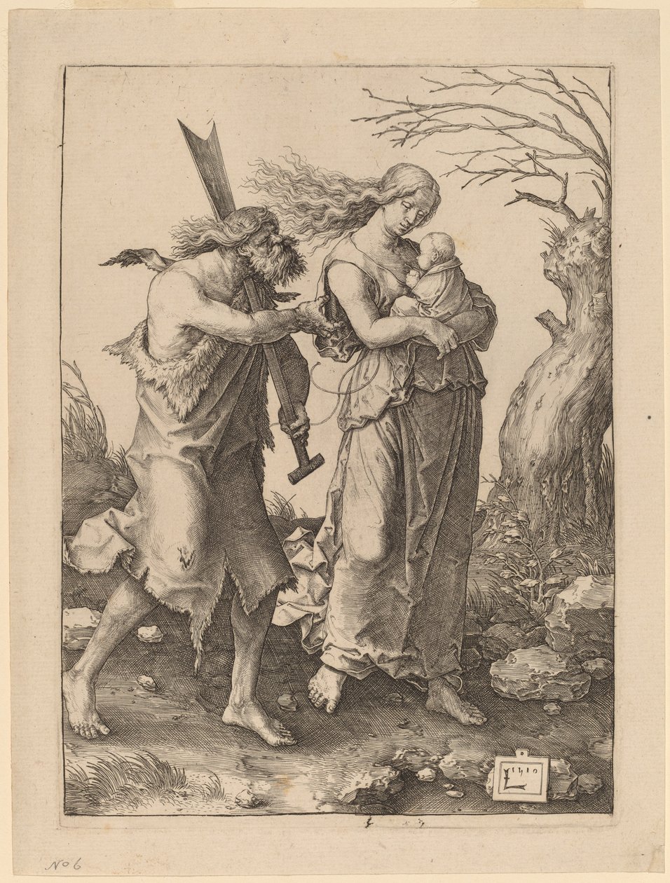 Adam a Eva po jejich vyhnání z ráje od Lucas van Leyden