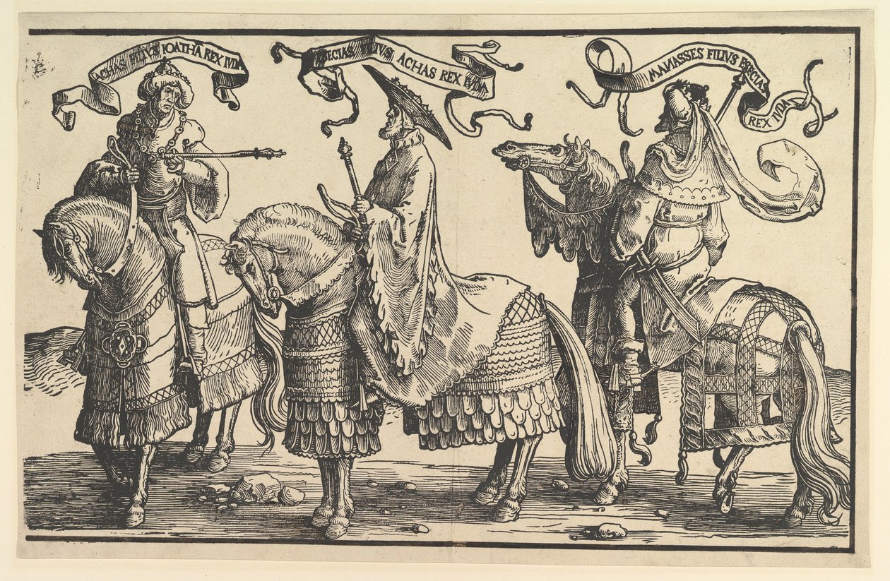 Achaz, Ezechiáš, Manasses, z Dvanácti králů Izraele, ca. 1520. od Lucas van Leyden