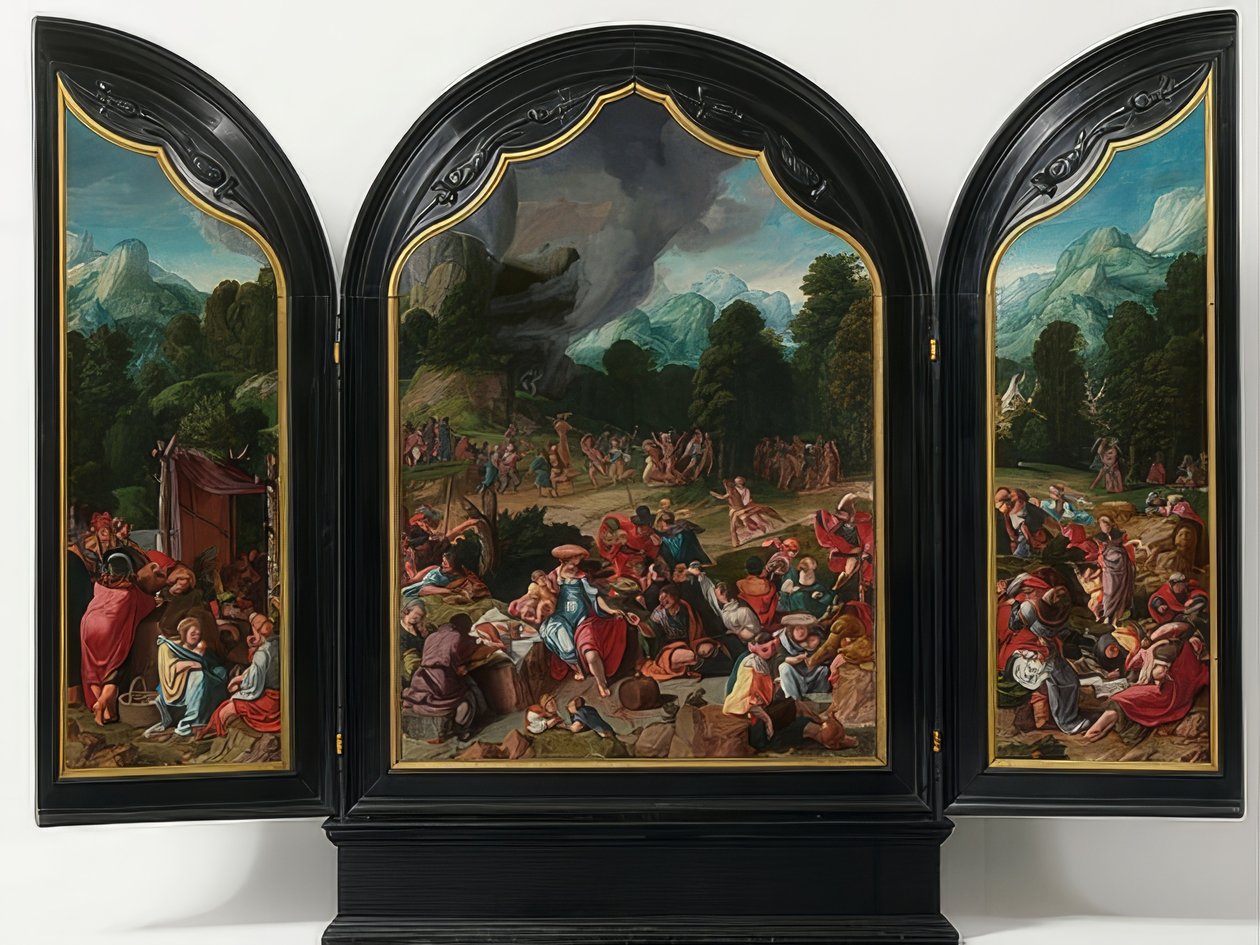 Klanění zlatého telete. Kolem roku 1530 od Lucas van Leyden