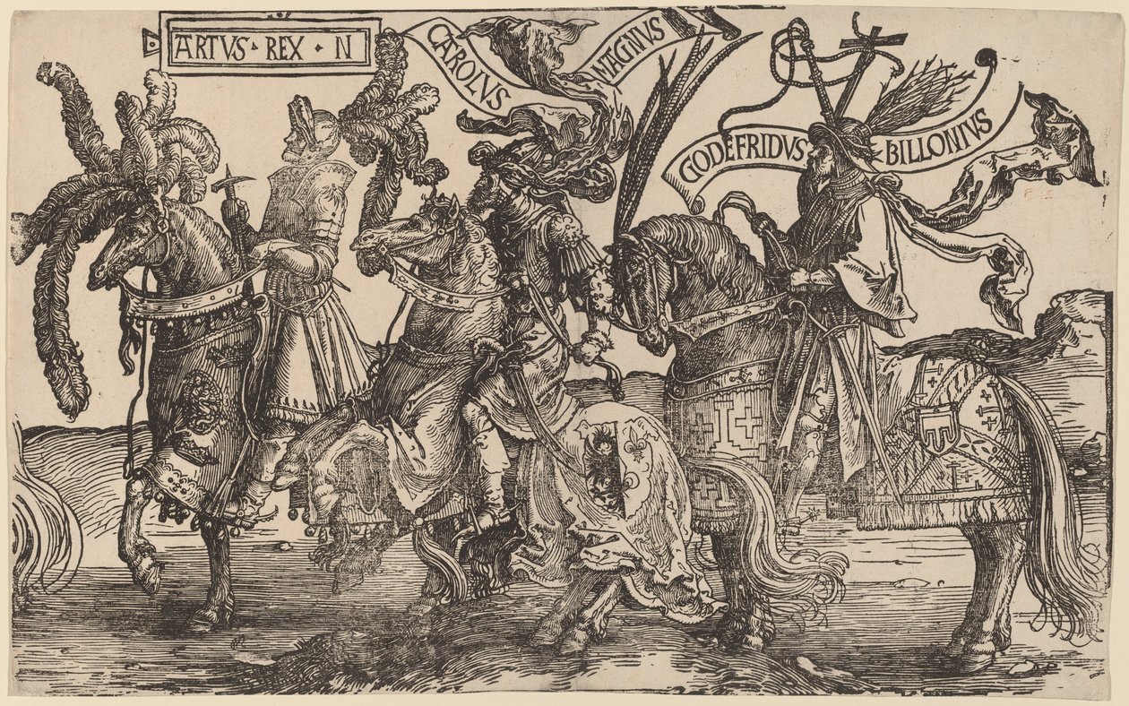 Artuš, Karel Veliký (Karel Veliký), Godfry z Bouillonu od Lucas van Leyden
