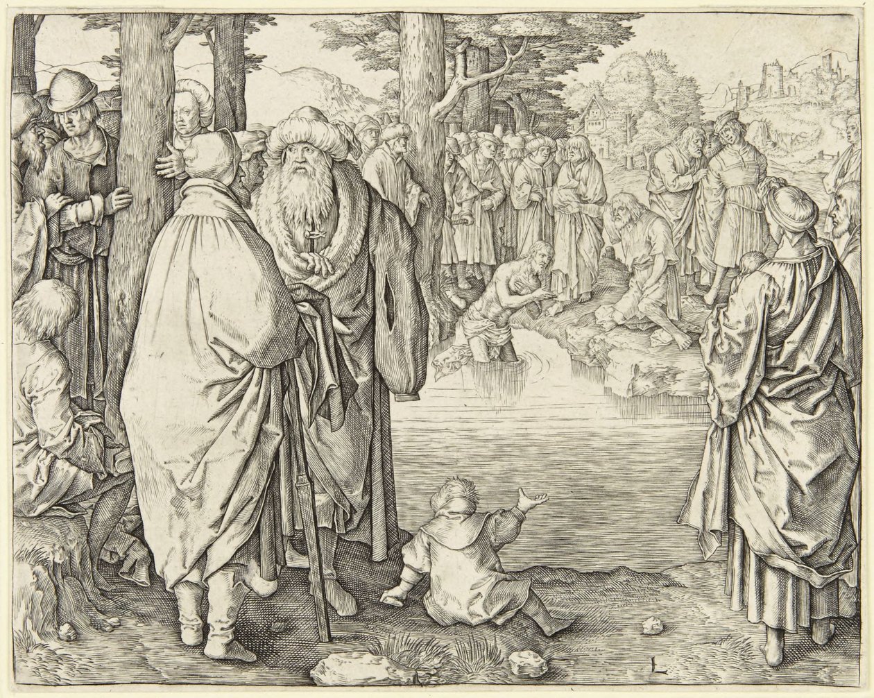 Kristův křest od Lucas van Leyden