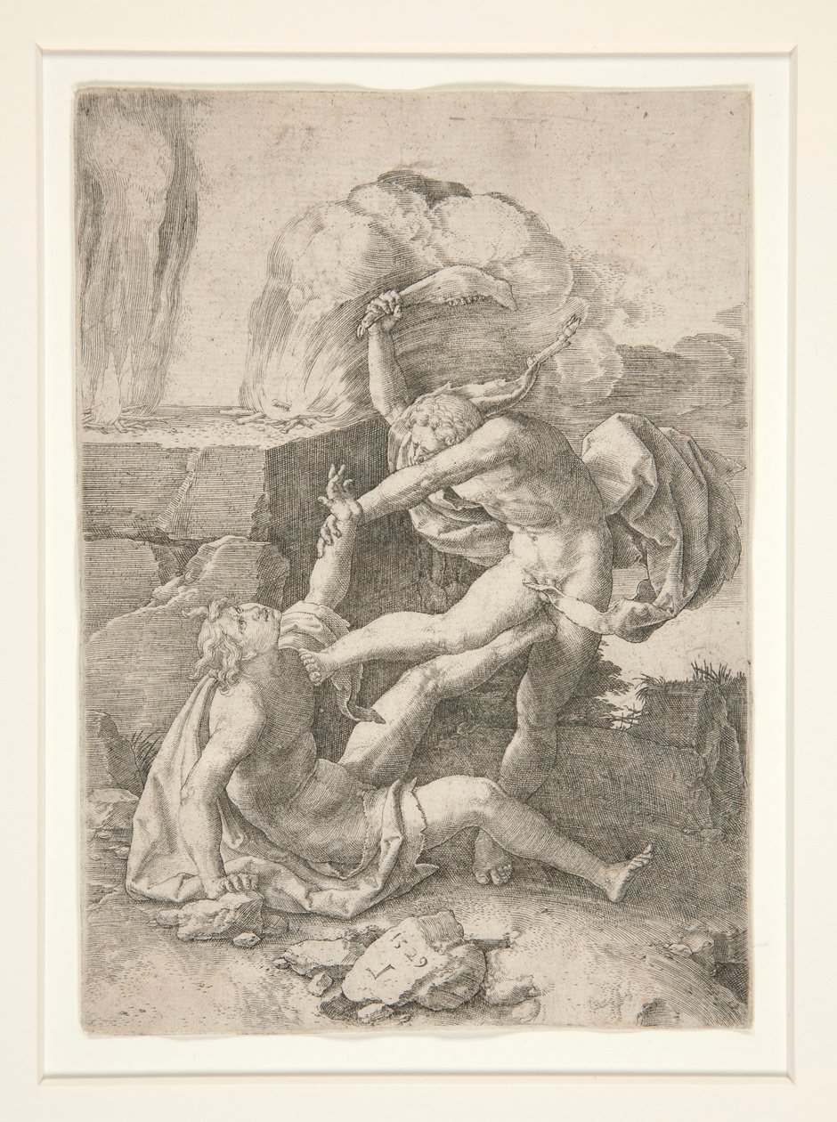 Kain zabil Abela, z Historie Adama a Evy od Lucas van Leyden