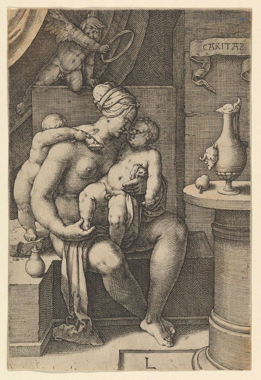 Charita, ze série Sedm ctností, 1530. od Lucas van Leyden