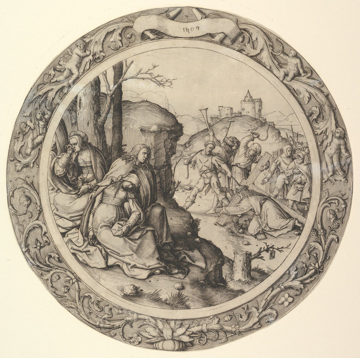 Kristus nesoucí kříž, z Kruhových pašijí, 1509. od Lucas van Leyden
