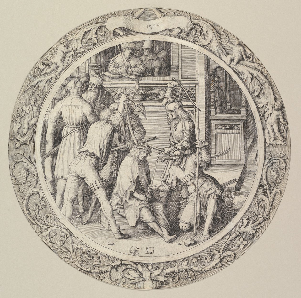 Kristus korunovaný trním, z Kruhového umučení, 1509. od Lucas van Leyden