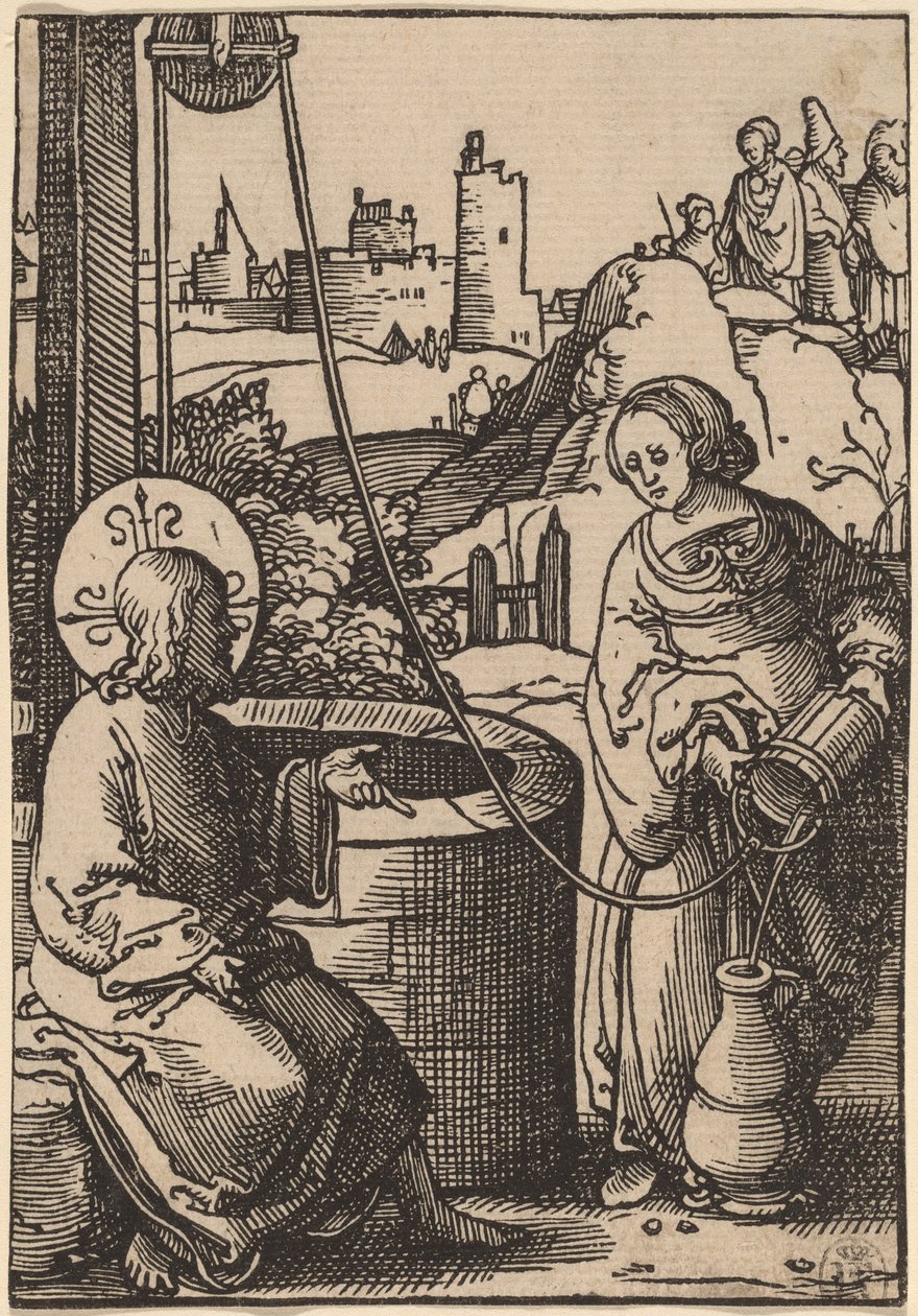 Kristus a žena Samaří od Lucas van Leyden