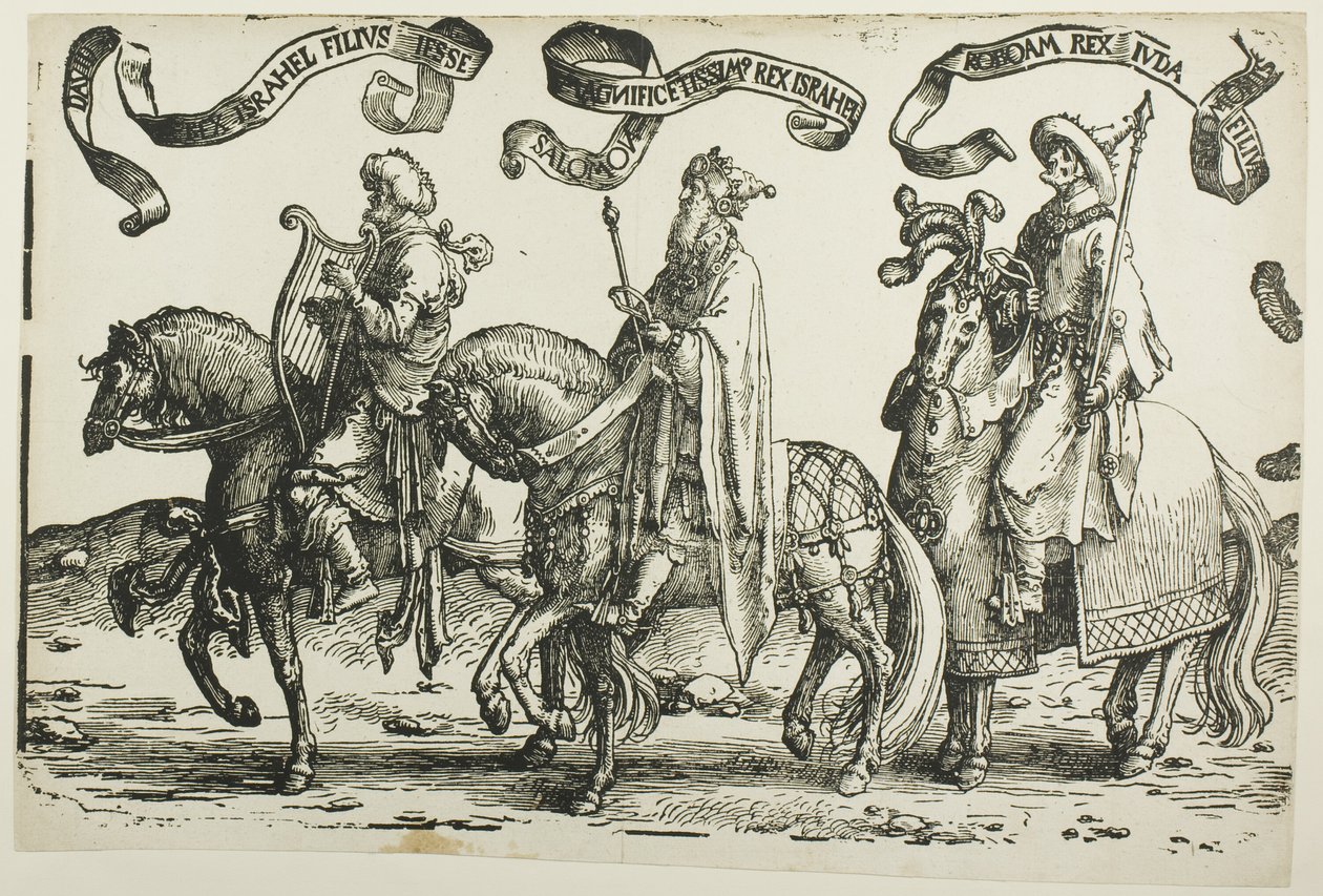David, Šalamoun, Rechabeám, deska jedna, z Dvanácti králů Izraele od Lucas van Leyden