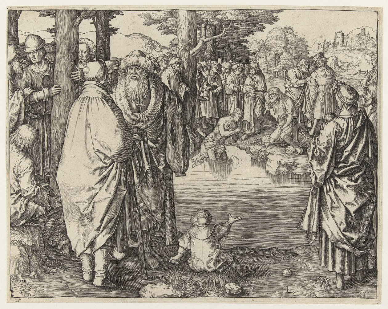 Křest Kristův v Jordánu od Lucas van Leyden