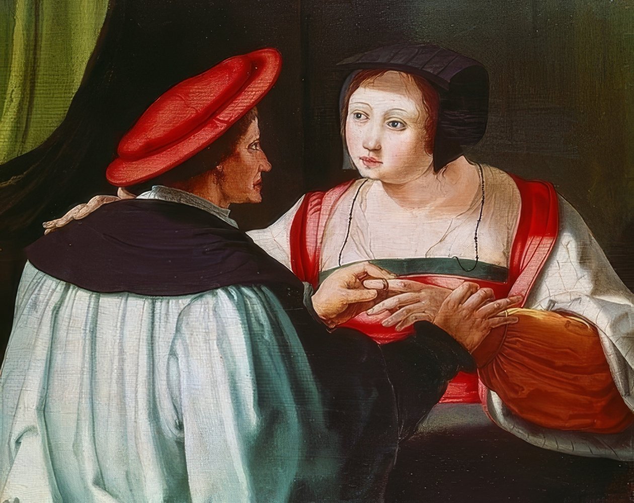 Zasnoubení. Kolem roku 1530 od Lucas van Leyden