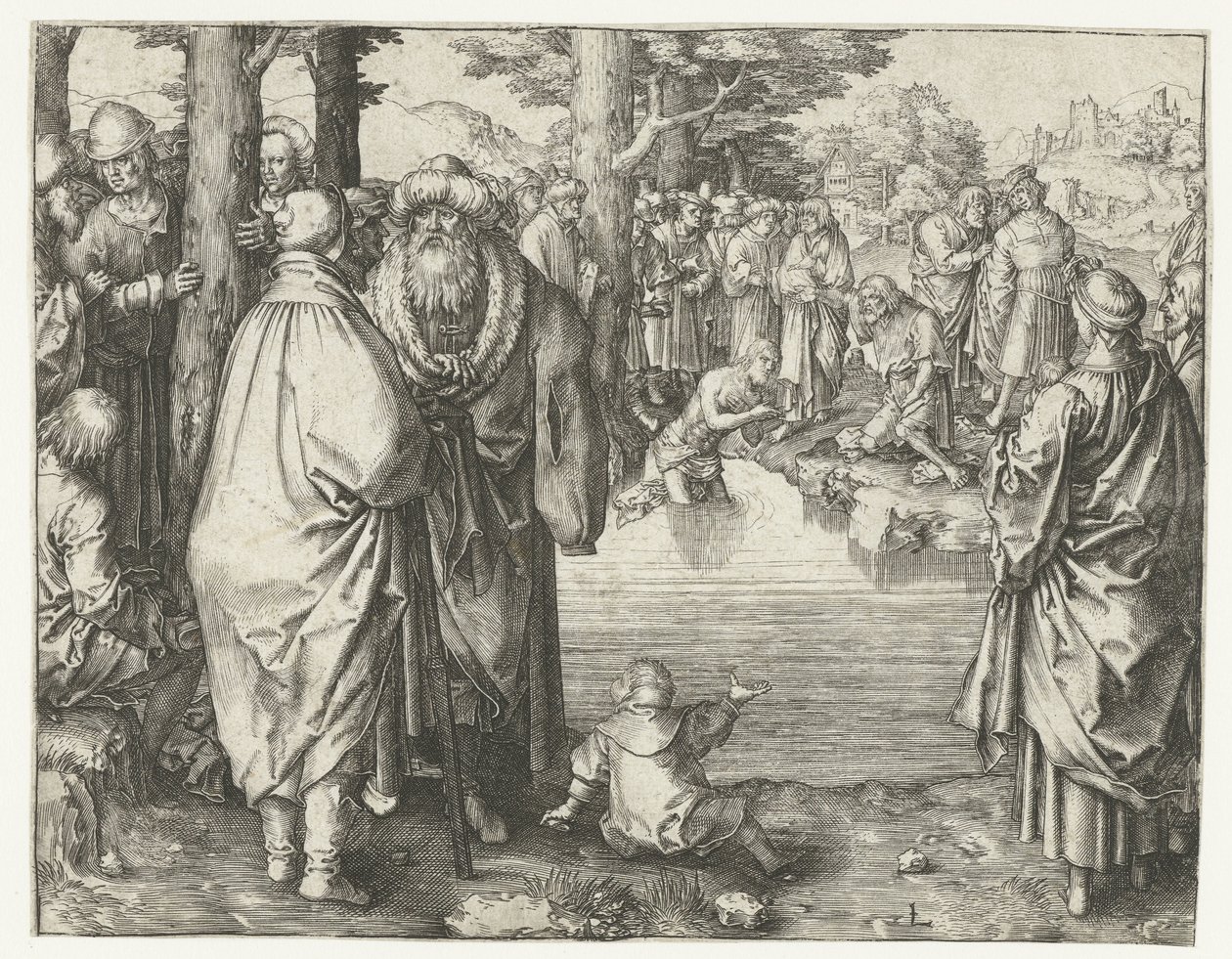 Křest Kristův v Jordánu od Lucas van Leyden