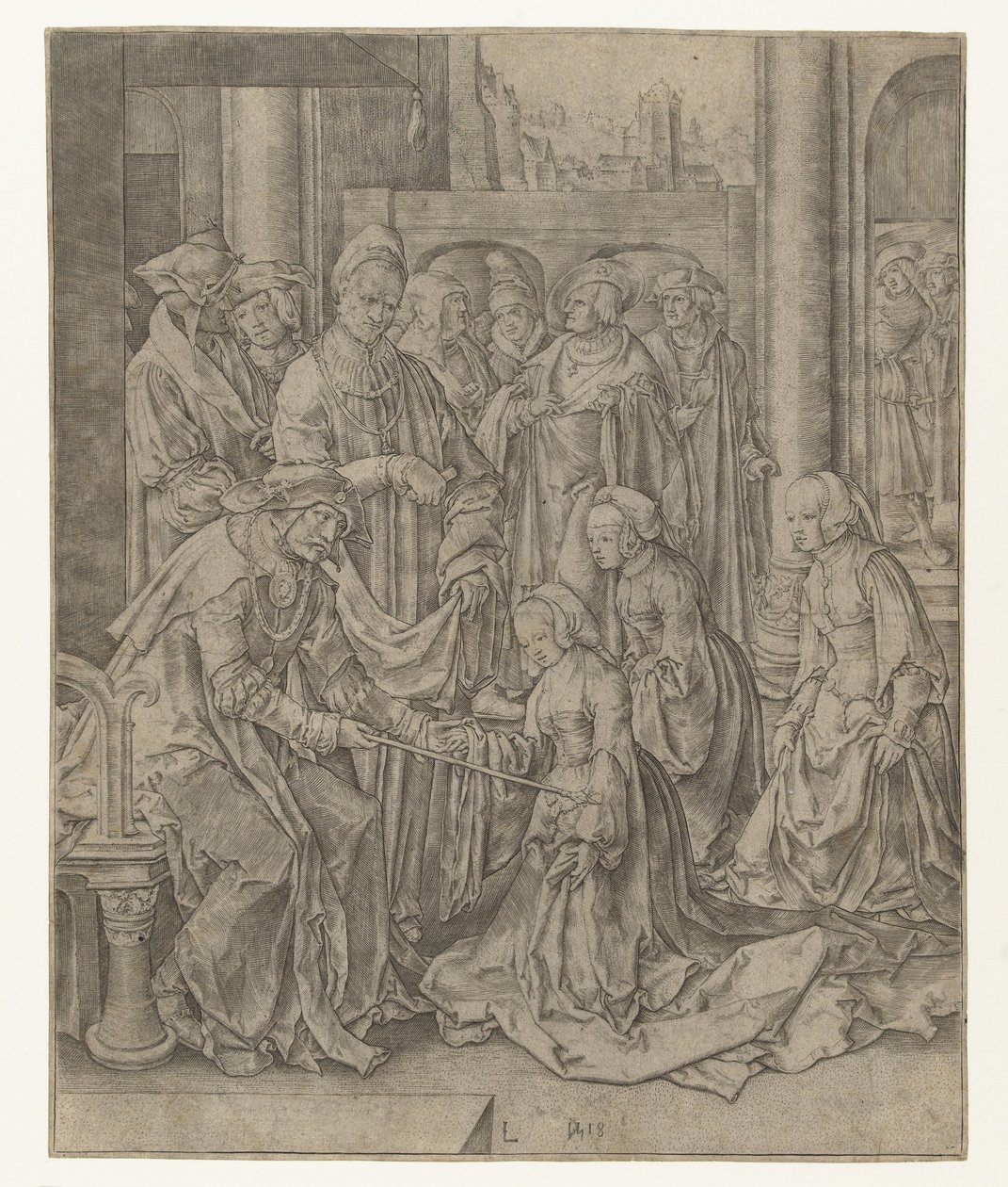Ester klečí před Ahasverem od Lucas van Leyden